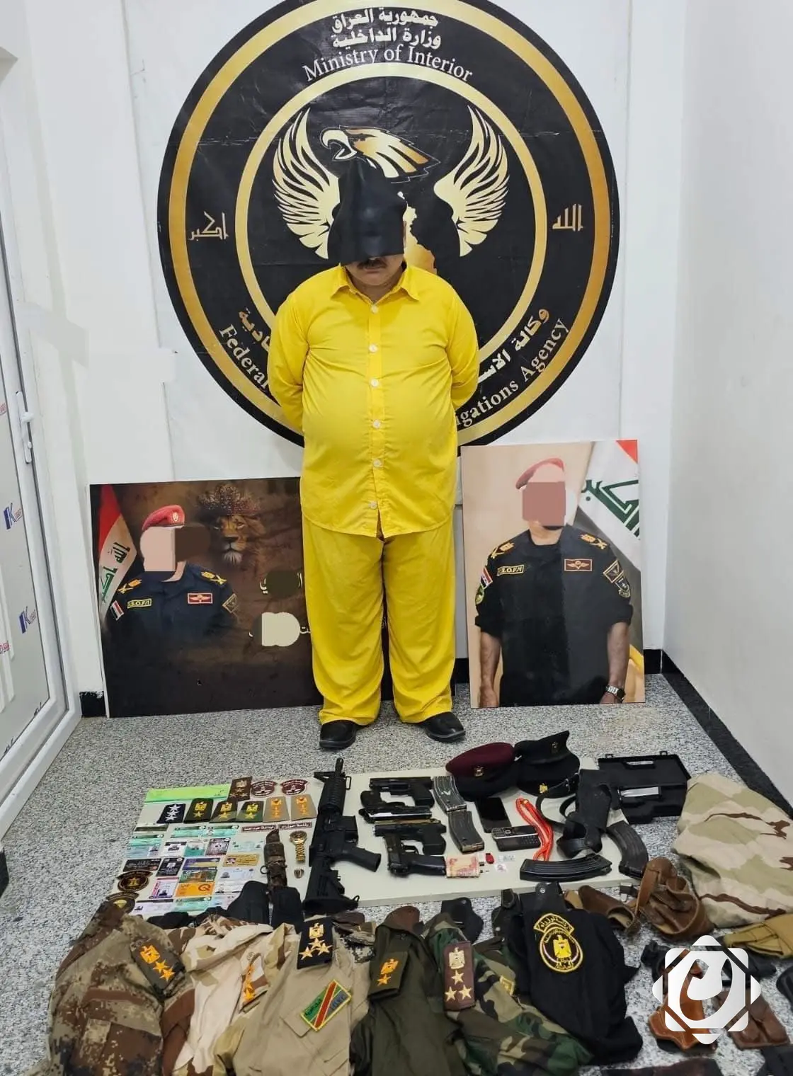 إلقاء القبض على مدّعي صفة لواء في كربلاء يحمل أسلحة وباجات مزورة