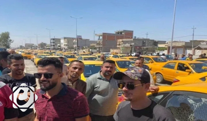 احتجاج سائقي الأجرة في بغداد–كركوك ضد السيارات الخصوصية